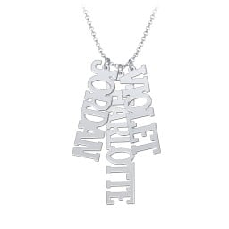 Personalised Varsity Vertical 3 Names Necklace