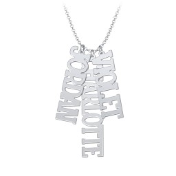 Personalised Varsity Vertical 3 Names Necklace in 925 Sterling Silver