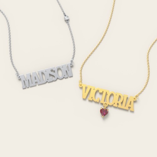 Personalised Varsity Name Necklace – Sterling Silver