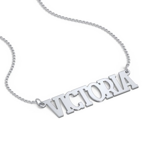 Personalised Varsity Name Necklace – Sterling Silver