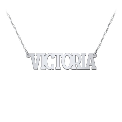 Personalised Varsity Name Necklace – Sterling Silver