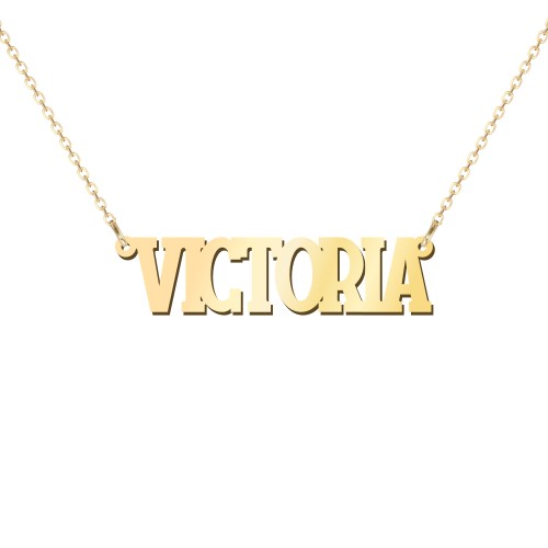Personalised Varsity Name Necklace – 9kt Yellow Gold