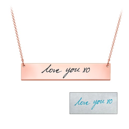 Personalised Handwriting Bar Pendant – 9kt Rose Gold