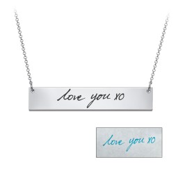Personalised Handwriting Bar Pendant in 925 Sterling Silver