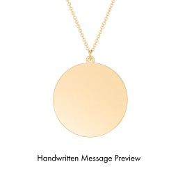 Personalised Handwriting Disc Necklace in 18K Gold Plated Silver