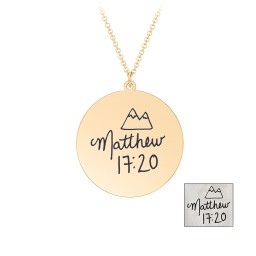 Personalised Handwriting Disc Necklace in 18K Gold Plated Silver