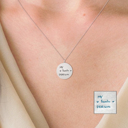 Personalised Handwriting Disc Necklace – 9kt Yellow Gold