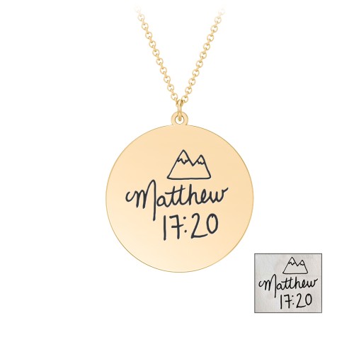 Personalised Handwriting Disc Necklace – 9kt Yellow Gold
