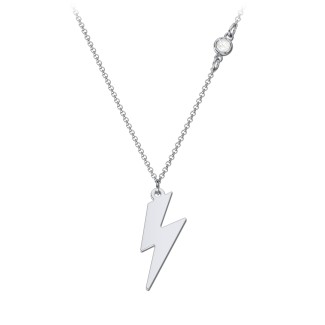 Lightning Bolt Charm Necklace with Gemstone