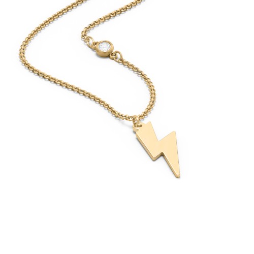Lightning Bolt Charm Necklace with Gemstone