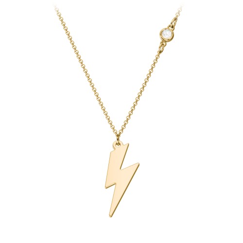 Lightning Bolt Charm Necklace with Gemstone