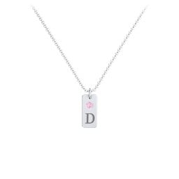 Small Initial Tag Necklace with Birthstone