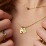 Small Initial Tag Necklace with Birthstone – 18K Gold Plated Silver with Blue Sapphire