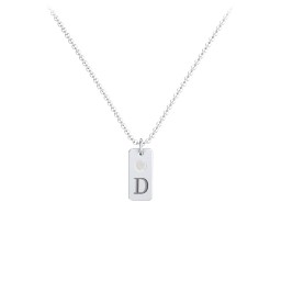 Small Initial Tag Necklace with Birthstone in 925 Sterling Silver with Opal