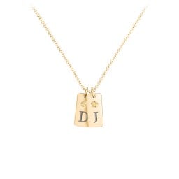 Small Initial 2 Tag Necklace with Birthstone