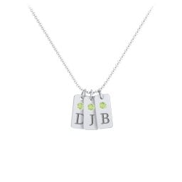 Small Initial 3 Tag Necklace with Birthstone