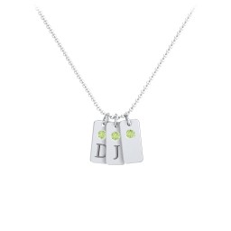 Small Initial 3 Tag Necklace with Birthstone