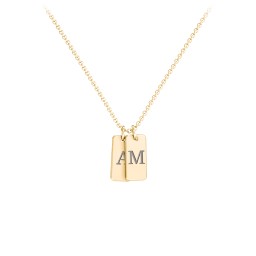 Small Initial 2 Tag Necklace in 18K Gold Plated Silver