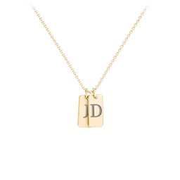 Small Initial 2 Tag Necklace in 18K Gold Plated Silver