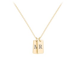 Small Initial 2 Tag Necklace in 18K Gold Plated Silver
