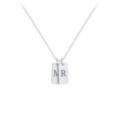 Small Initial 2 Tag Necklace – Sterling Silver