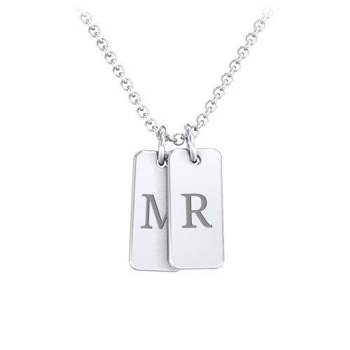 Small Initial 2 Tag Necklace – Sterling Silver