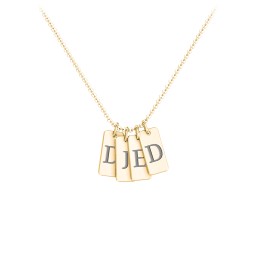 Small Initial 4 Tag Necklace in 18K Gold Plated Silver
