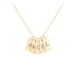 Small Initial 5 Tag Necklace in 18K Gold Plated Silver
