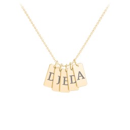 Small Initial 5 Tag Necklace in 18K Gold Plated Silver