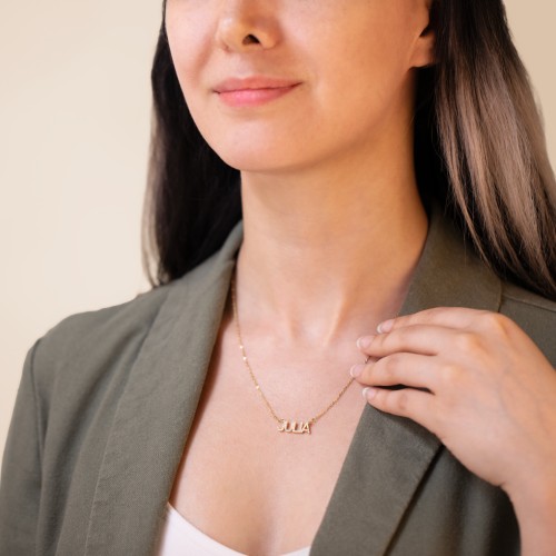 Personalised Pavé Name Necklace – 18K Gold Plated Silver