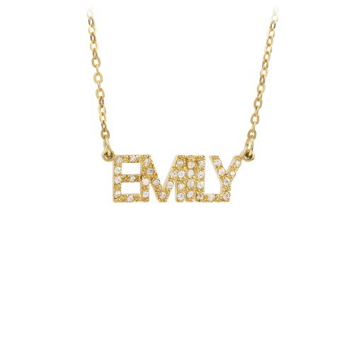 Personalised Pavé Name Necklace – 18K Gold Plated Silver