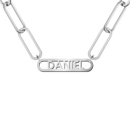 Framed Name Necklace with Paperclip Chain