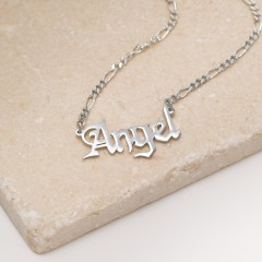 Personalised Name Necklace with Figaro Chain