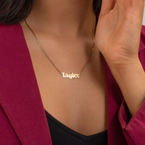 Personalised Name Necklace with Open Curb Chain – 18K Gold Plated Silver