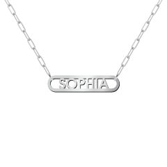 Framed Name Necklace with Mini Paperclip Chain