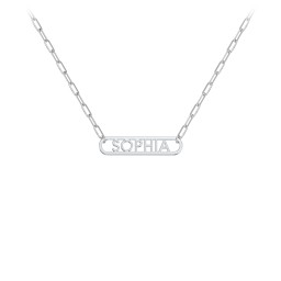 Framed Name Necklace with Mini Paperclip Chain