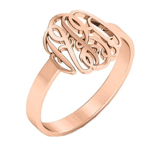 Classic Personalised Monogram Name Ring – 9kt Rose Gold