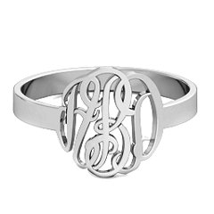 Classic Personalised Monogram Name Ring – Sterling Silver