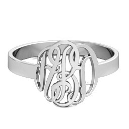Classic Personalised Monogram Name Ring in 925 Sterling Silver