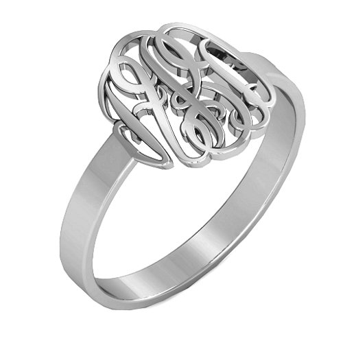 Classic Personalised Monogram Name Ring – Sterling Silver