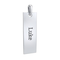 Men's Engravable Long Tag Pendant in 925 Sterling Silver