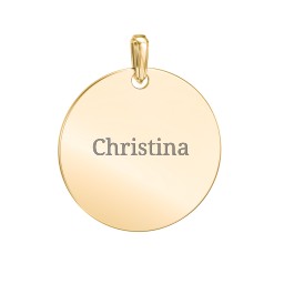 Men's Engravable Disc Pendant in 9K Solid Yellow Gold