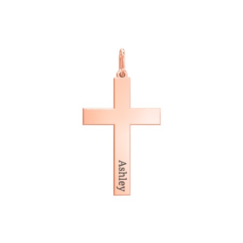 Classic Engravable Cross Charm – 9kt Rose Gold