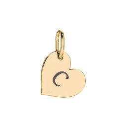 Initial Heart Charm in 9K Solid Yellow Gold