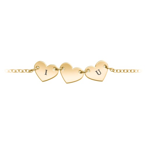 Triple Heart Engravable Anklet – 9kt Yellow Gold