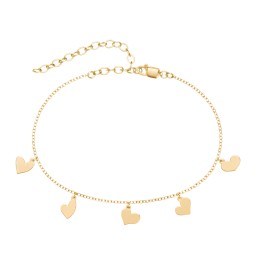 Multi Heart Charm Anklet in 18K Gold Plated Silver