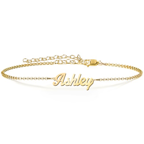 The Glamorous Name Anklet – 18K Gold Plated Silver