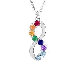 8 Stone Infinity Pendant in 925 Sterling Silver with Ruby, Orange Sapphire, Citrine, Emerald, Blue Sapphire, Amethyst, and Aquamarine