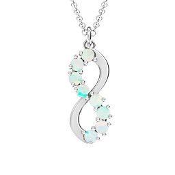 8 Stone Infinity Pendant in 925 Sterling Silver with Opal