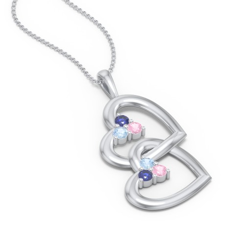 Unity Interlocking Hearts Birthstone Pendant